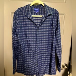 Apt. 9 Navy and Light Blue Checked Button-Down Shirt